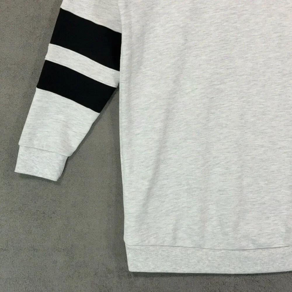 Forever 21 Women S Sweatshirt West Coast Stripe Sleeve Gray Pullover Varsity - Picture 10 of 10